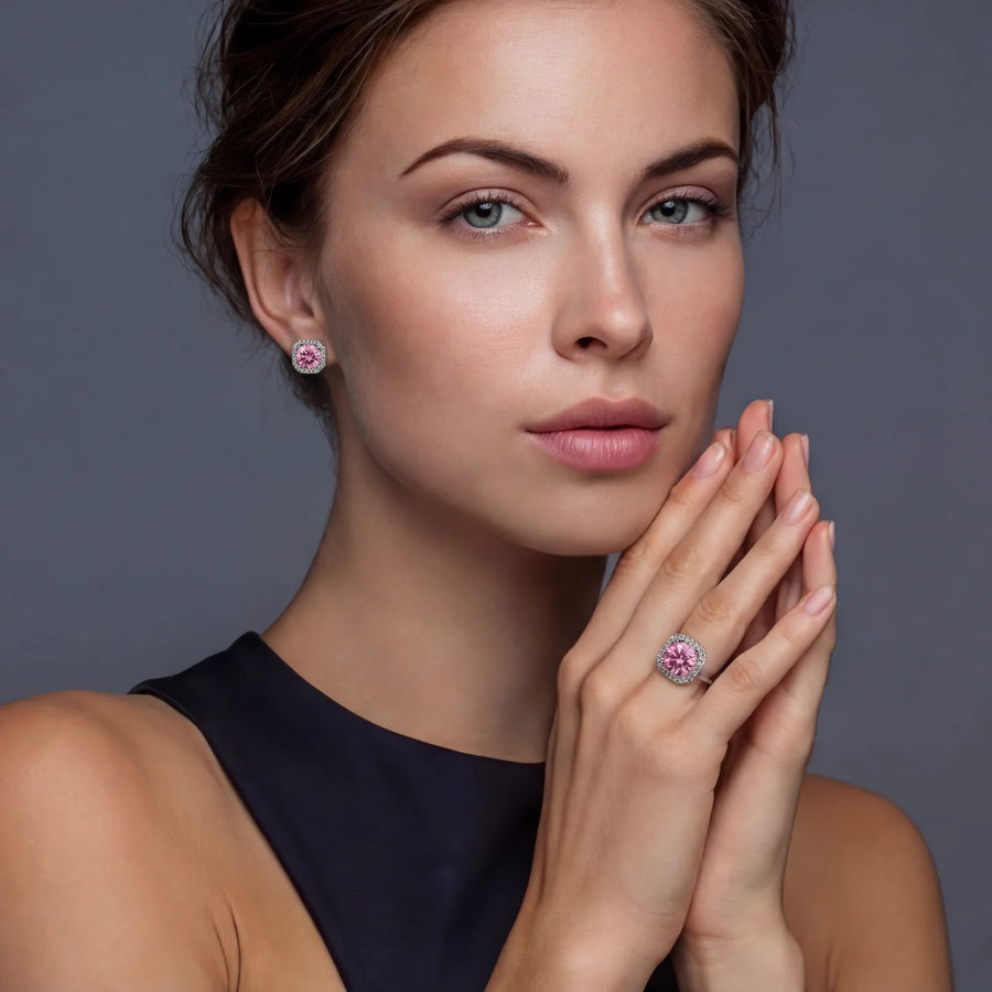 Blush Halo Moissanit-Ohrstecker - COCELY