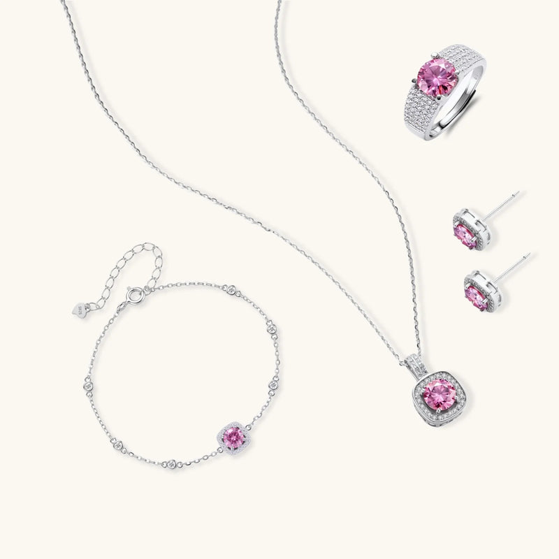 Blush Dreams Moissanit-Set aus 925 Sterling Silber