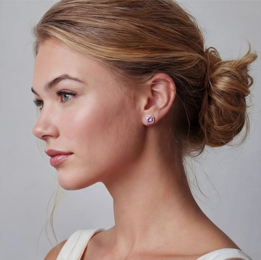Blush Halo Moissanit-Ohrstecker - COCELY