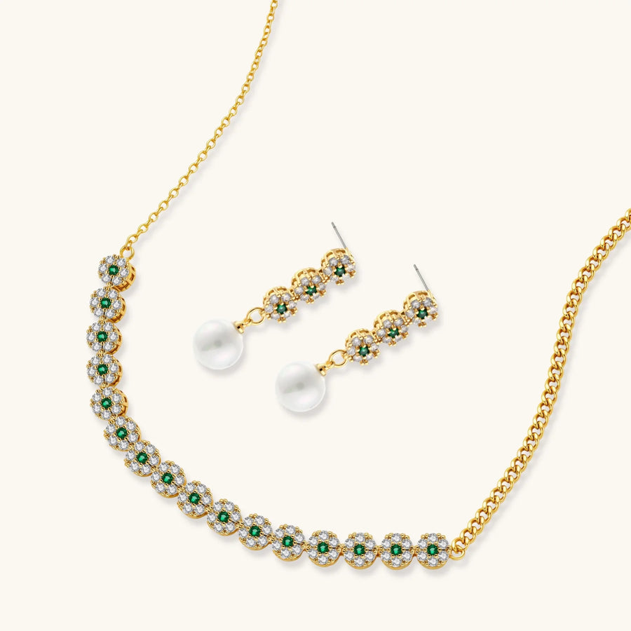 Grüne Blütenpracht Schmuckset - COCELY