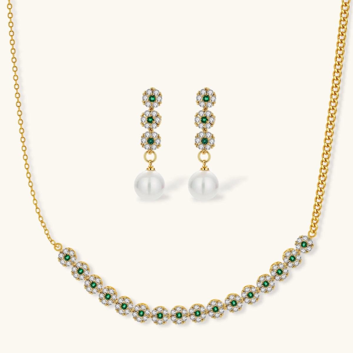 Grüne Blütenpracht Schmuckset - COCELY