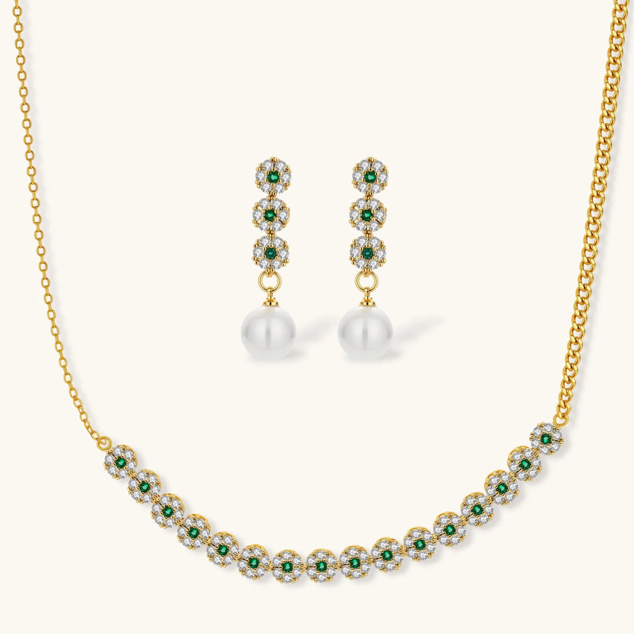 Grüne Blütenpracht Schmuckset - COCELY