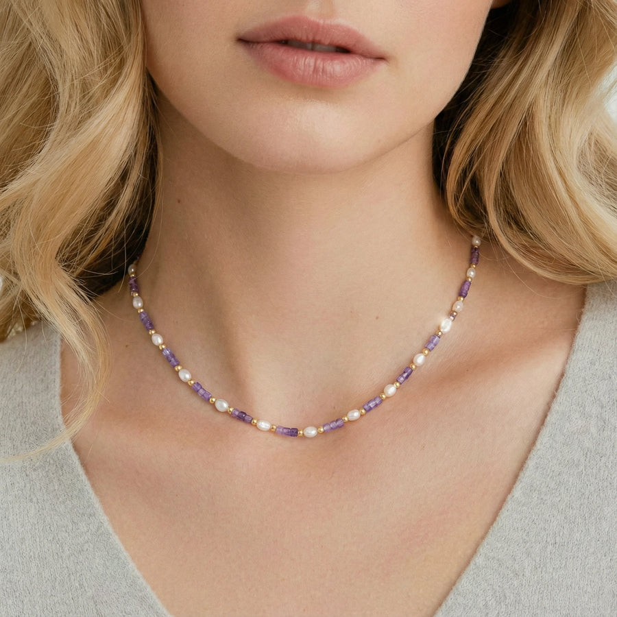 Amethyst & Perlen Harmonie-Kette - COCELY