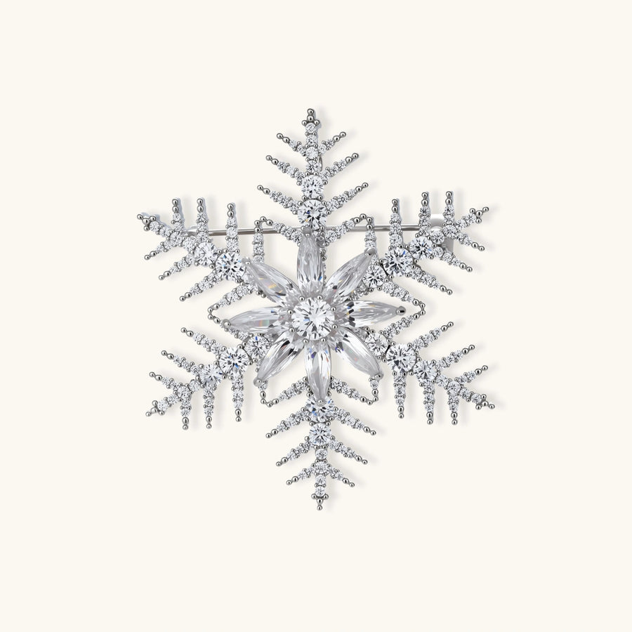 Winterkristall Schneeflocken-Brosche - COCELY