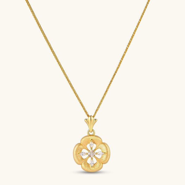 Blüten-Medaillon Halskette aus vergoldetem 925 Sterling Silber
