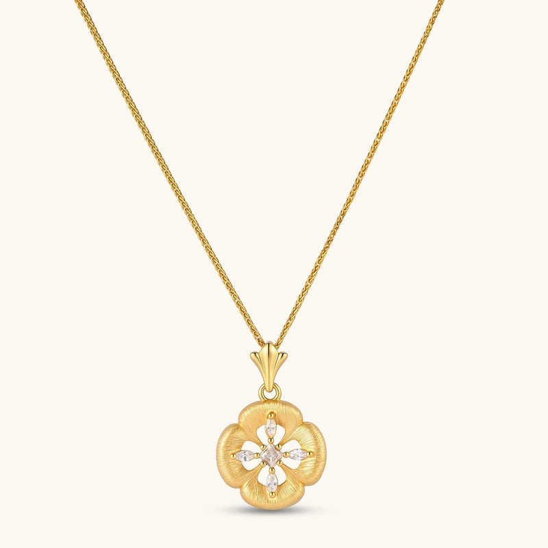 Blüten-Medaillon Halskette aus vergoldetem 925 Sterling Silber